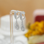 Teardrop Halo Drop Earrings in Gold-Plated Silver - View 1