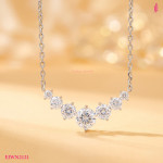 Round Moissanite Graduated Necklace in Sterling Silver - View 1