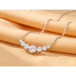 Round Moissanite Graduated Necklace in Sterling Silver - View 2