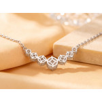 Round Moissanite Graduated Necklace in Sterling Silver - View 3