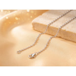 Round Moissanite Graduated Necklace in Sterling Silver - View 4