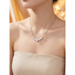 Round Moissanite Graduated Necklace in Sterling Silver - View 5