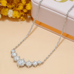 Round Moissanite Graduated Necklace in Sterling Silver - View 6