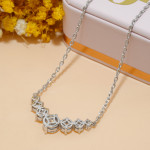 Round Moissanite Graduated Necklace in Sterling Silver - View 7