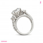 Moissanite Side-Stone Ring in White Gold-Plated Sterling Silver - View 1