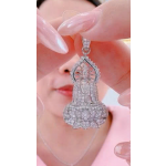 Lotus Buddha Pavé Pendant Necklace in Gold-Plated Silver - View 1