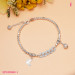 Butterfly Charm Bead Bracelet - Silver finish - flat lay