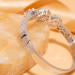 Three Stone Floral Halo Moissanite Bangle in Platinum-Plated Silver - clasp and reverse detail