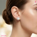 Pearl Halo Stud Earrings in Platinum-Plated Sterling Silver - View 4