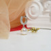 Pearl Drop Hoop Earrings with Cubic Zirconia in Platinum-Plated Sterling Silver - View 3