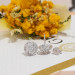 Round Moissanite Halo Stud Earrings in Platinum-Plated Sterling Silver - View 3