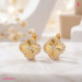 Floral Cubic Zirconia Earrings in 24K Gold-Plated Sterling Silver - View 2