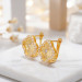 Floral Cubic Zirconia Earrings in 24K Gold-Plated Sterling Silver - View 4