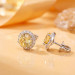 Yellow Cubic Zirconia Halo Stud Earrings in Platinum-Plated Sterling Silver - View 3