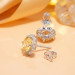 Yellow Cubic Zirconia Halo Stud Earrings in Platinum-Plated Sterling Silver - View 4