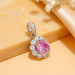 Pink Moissanite Scalloped Halo Necklace in Platinum-Plated Sterling Silver - View 2