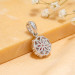 Pink Moissanite Scalloped Halo Necklace in Platinum-Plated Sterling Silver - View 3