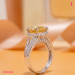 Yellow Center Cubic Zirconia Halo Ring in Platinum-Plated Sterling Silver - View 1