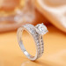Round Cubic Zirconia Solitaire Ring in Platinum-Plated Sterling Silver - View 3