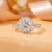 Round Halo CZ Ring in Platinum-Plated Sterling Silver - View 2