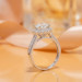 Round Halo CZ Ring in Platinum-Plated Sterling Silver - View 3