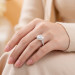 Round Halo CZ Ring in Platinum-Plated Sterling Silver - View 5