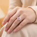 Round Pink Moissanite Halo Ring in Platinum-Plated Sterling Silver - View 5