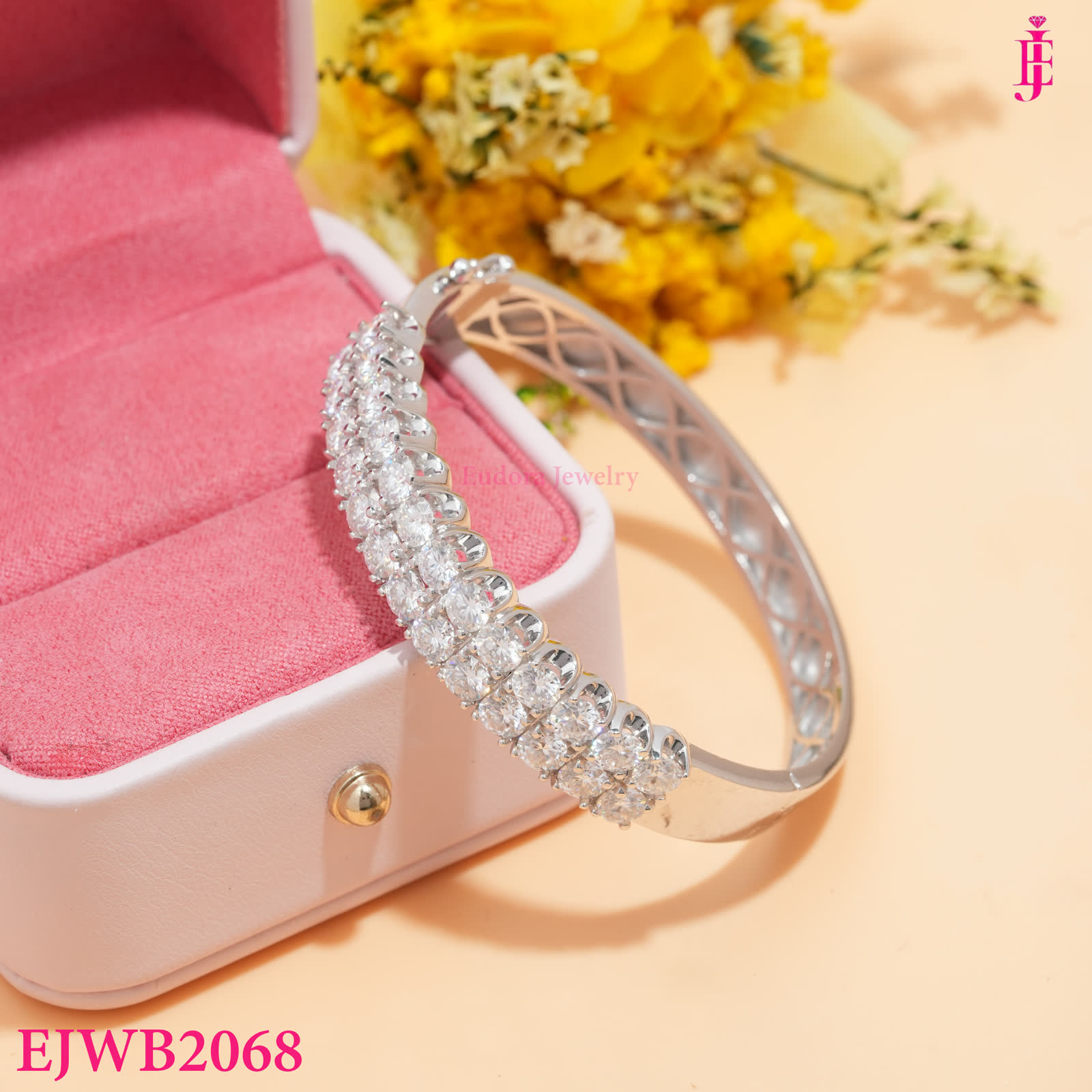 Silver-Tone Multi-Row Clear Stone Bangle Bracelet - alternate view
