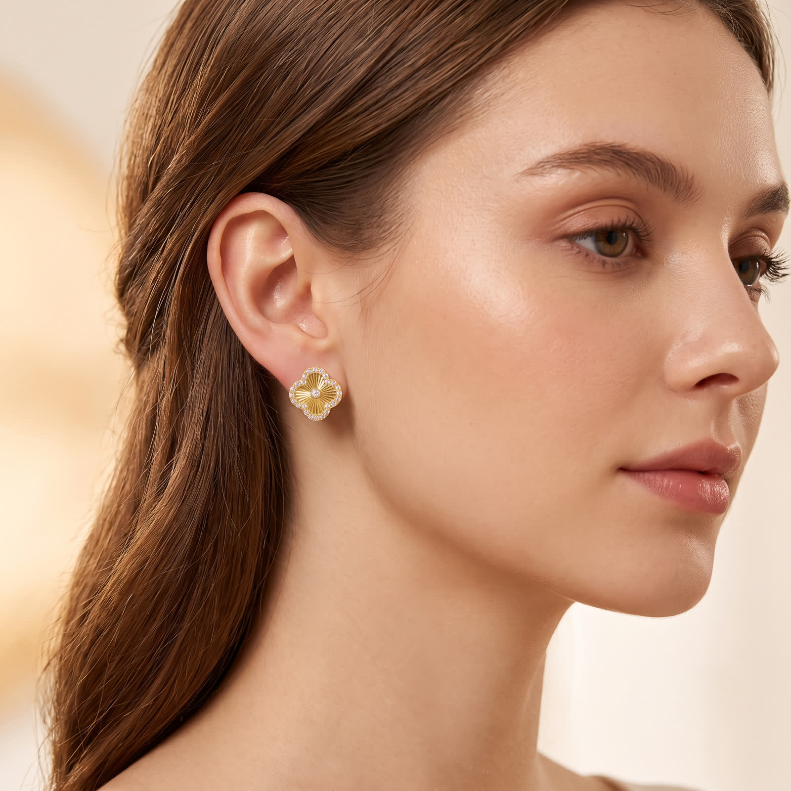 Floral earrings worn